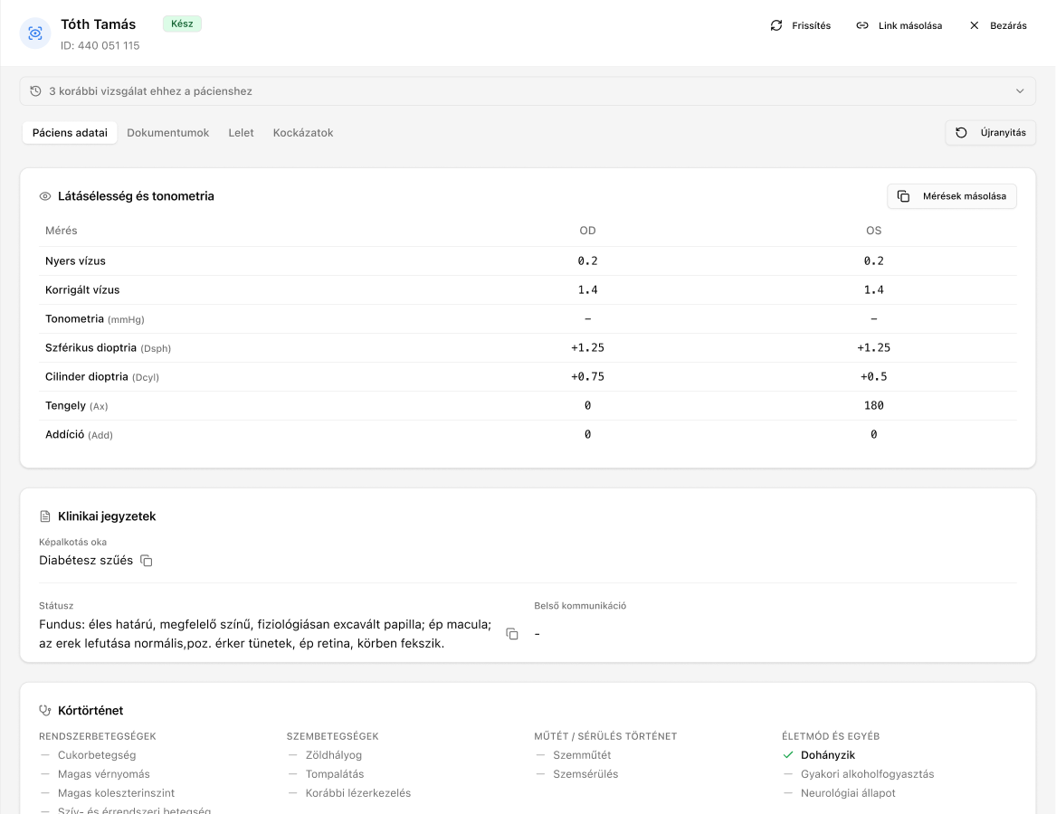 Patient detail panel